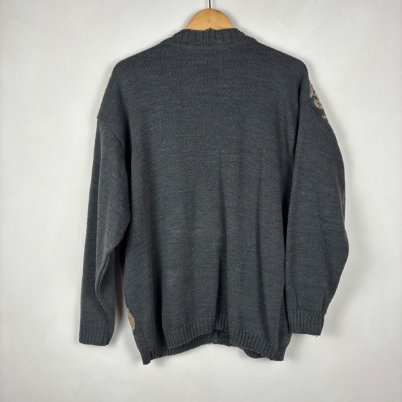 Vintage Women’s Norton McNaughton Gray Floral Cardigan Fair Isle Cottagecore - Picture 5 of 9